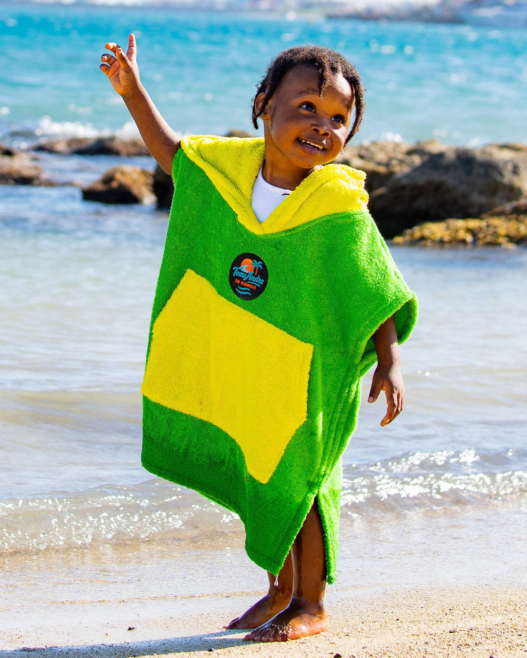 Toms Andre Poncho-Towel — Kids — Green/Yellow