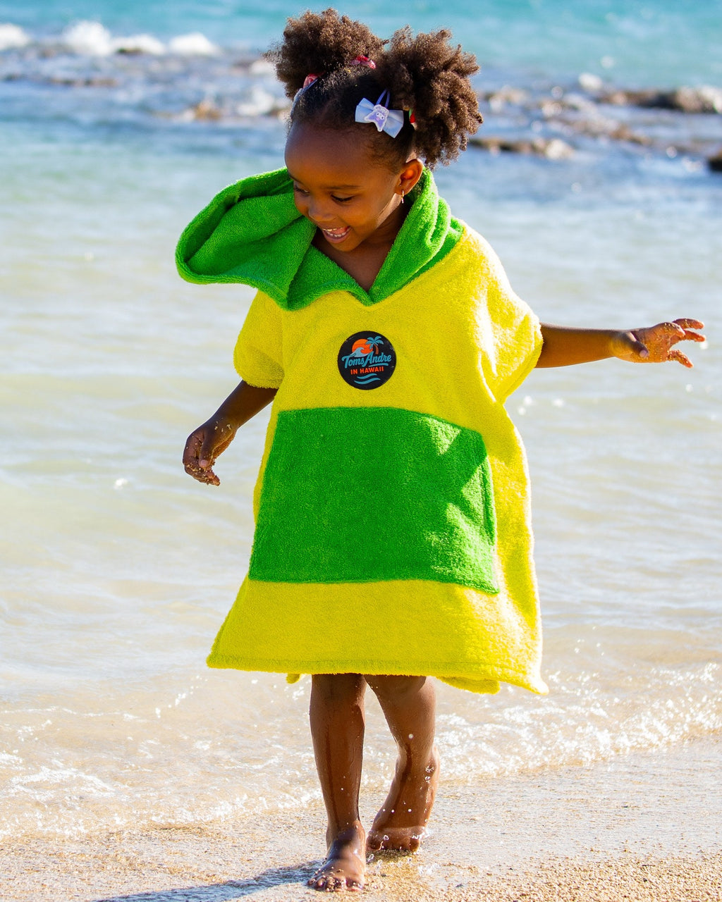 Toms Andre Poncho-Towel — Kids — Yellow/Green