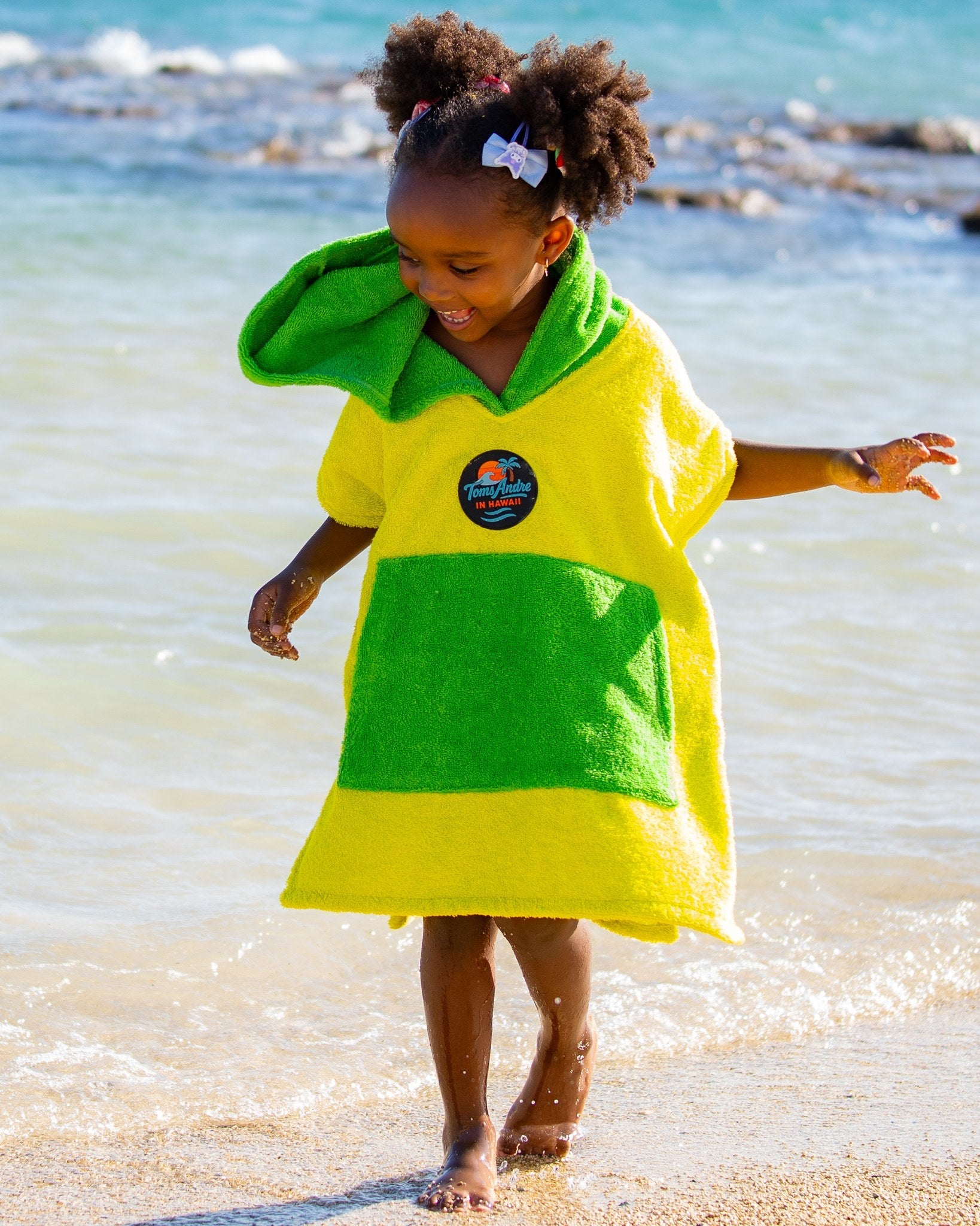 Toms Andre Poncho-Towel — Kids — Yellow/Green