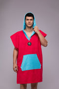 Toms Andre poncho-towel for men in Fuchsia/Turquoise