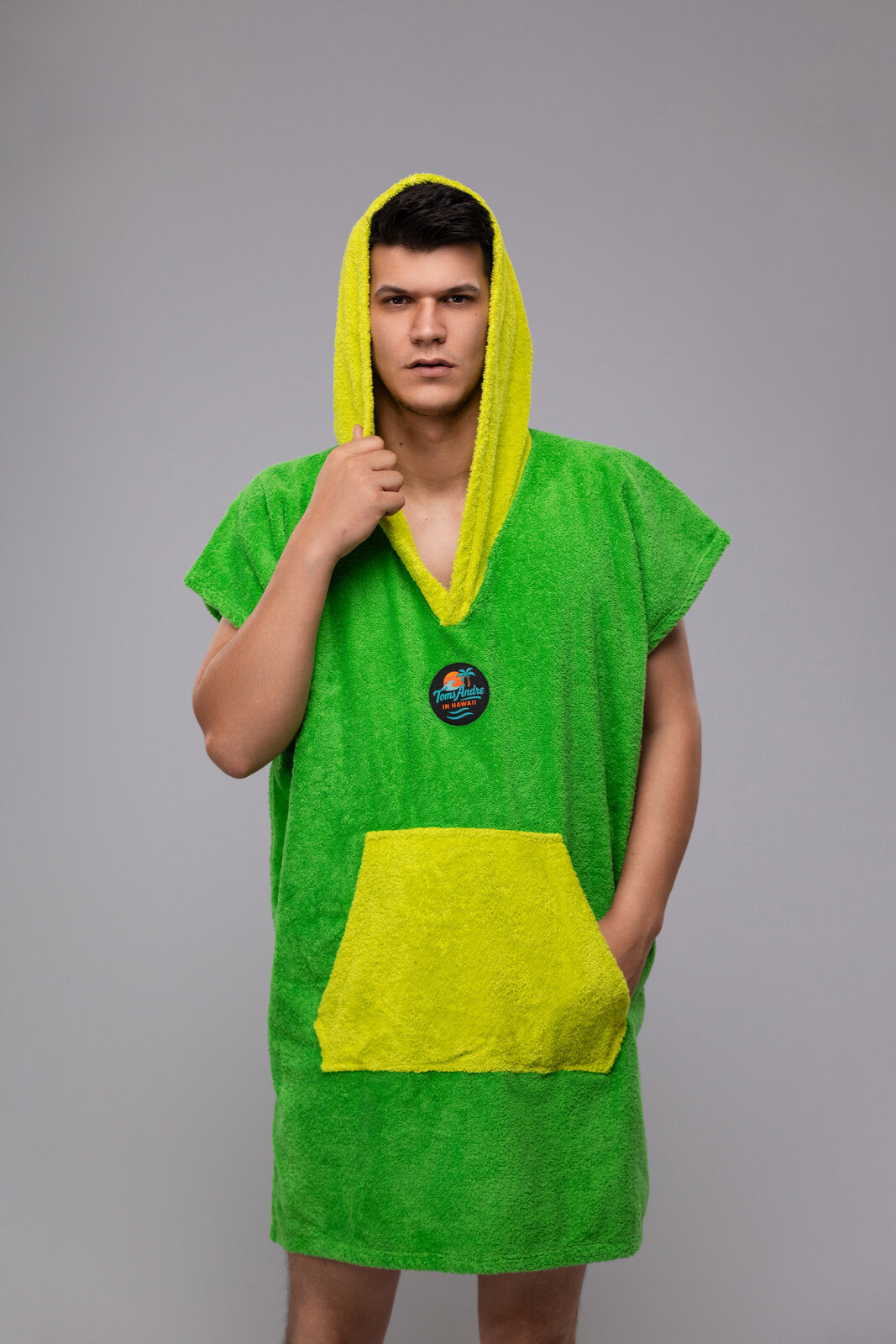 Toms Andre poncho-towel for men in Lime Green/Yellow