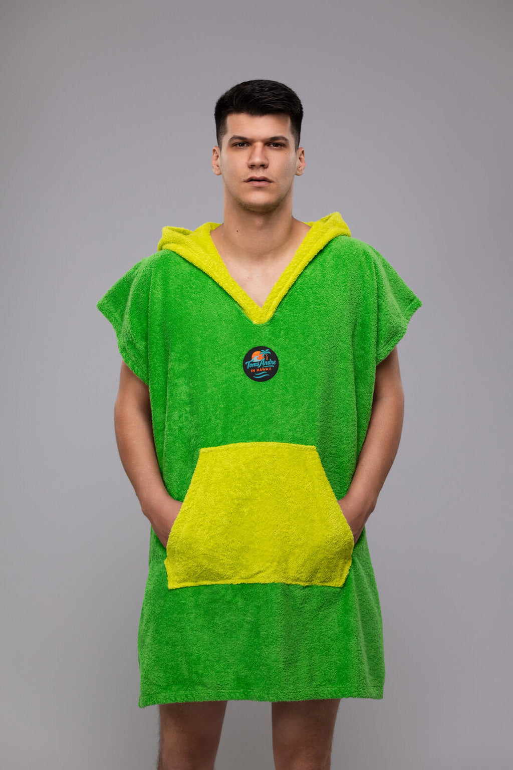 Toms Andre poncho-towel for men in Lime Green/Yellow
