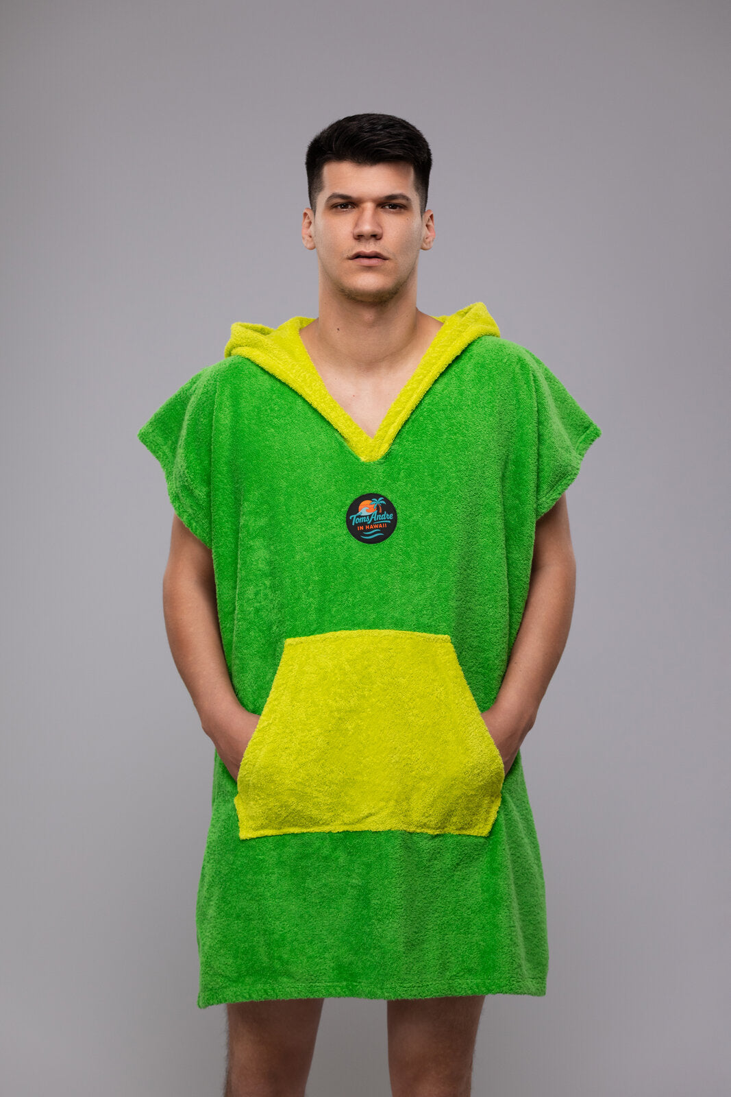 Toms Andre poncho-towel for men in Lime Green/Yellow