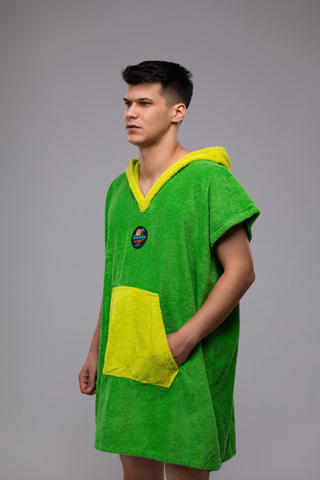 Toms Andre poncho-towel for men in Lime Green/Yellow