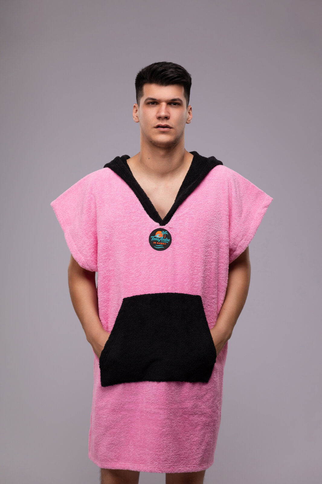 Toms Andre poncho-towel for men in Pink/Black