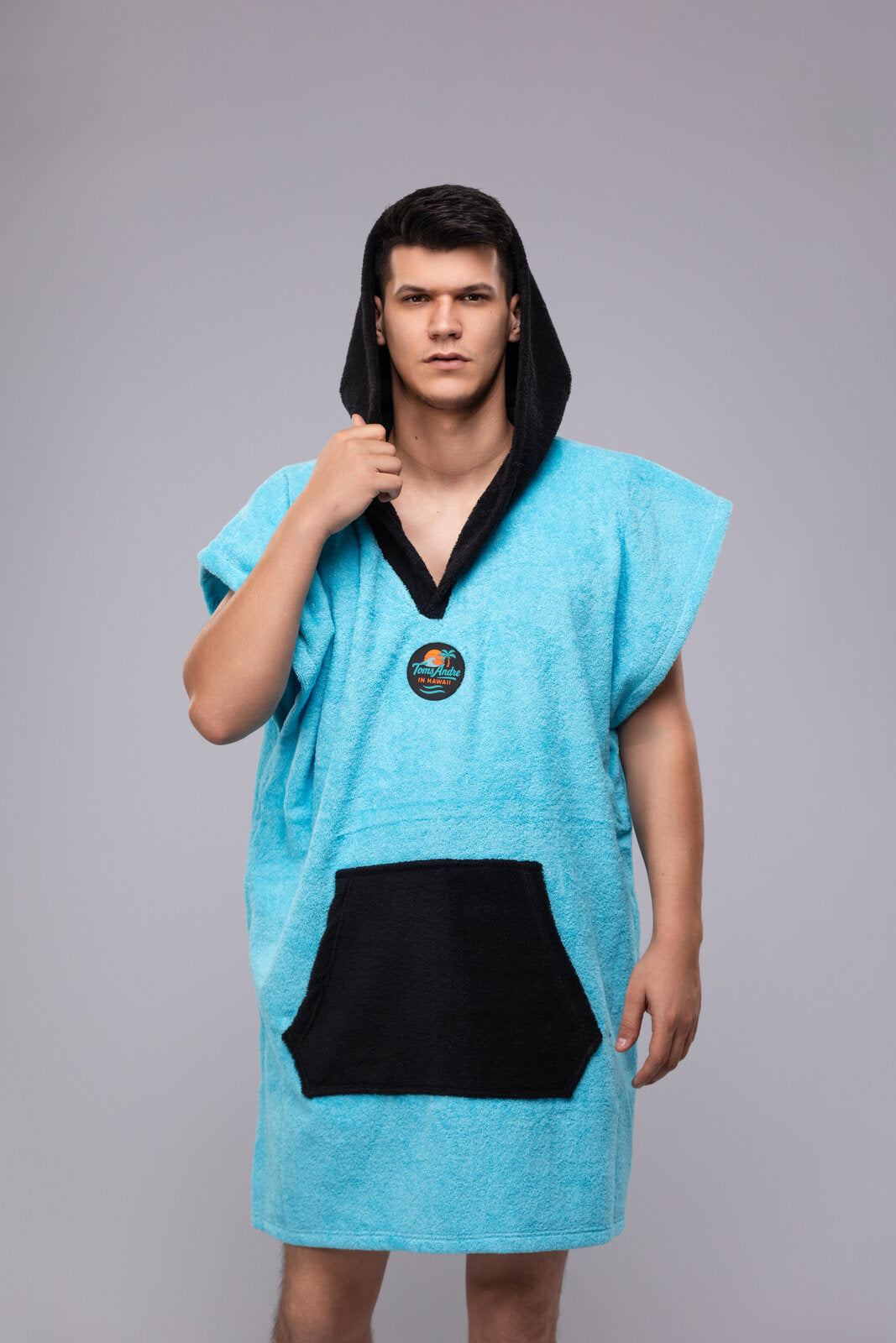 Toms Andre poncho-towel for men in Turquoise/Black