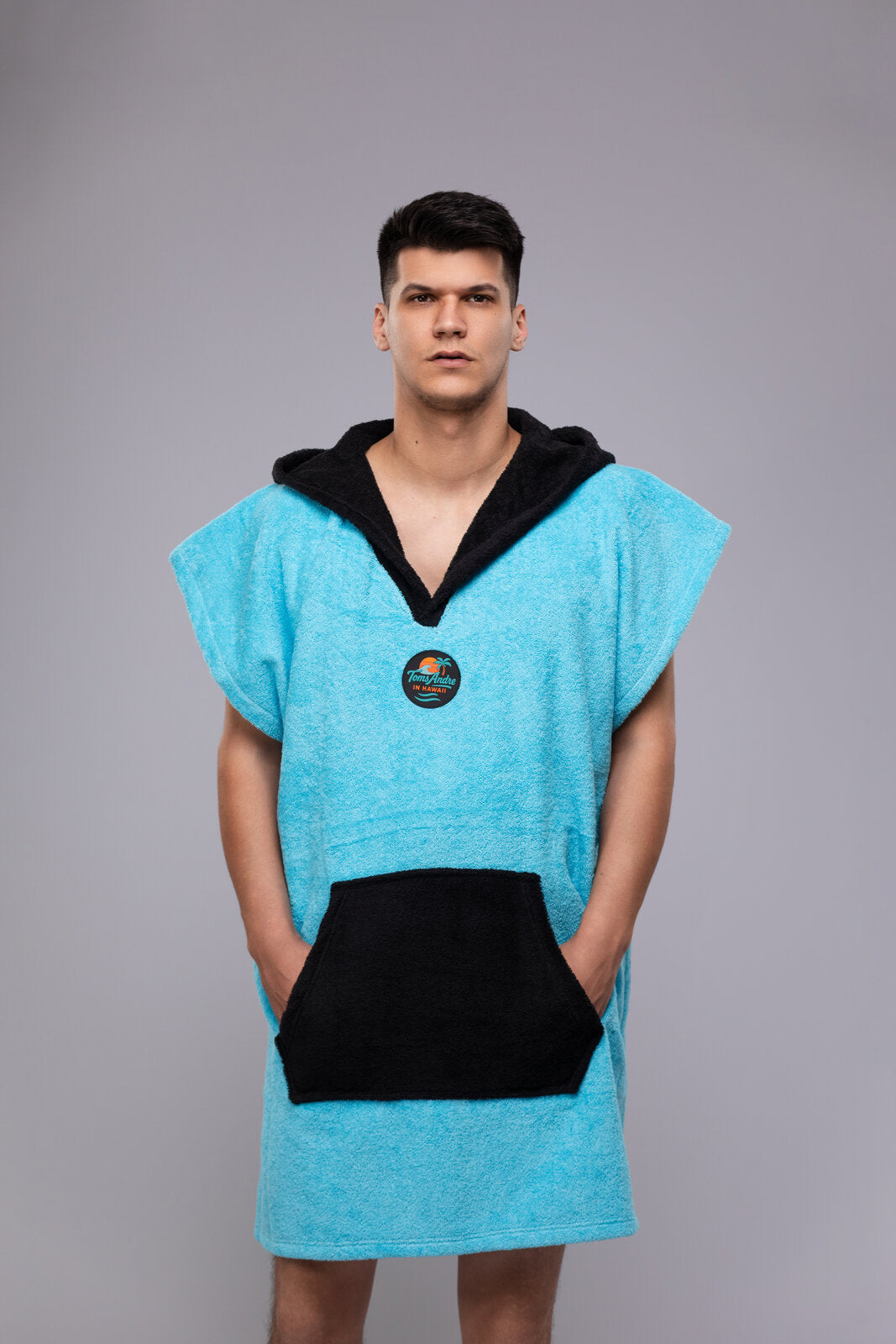 Toms Andre poncho-towel for men in Turquoise/Black