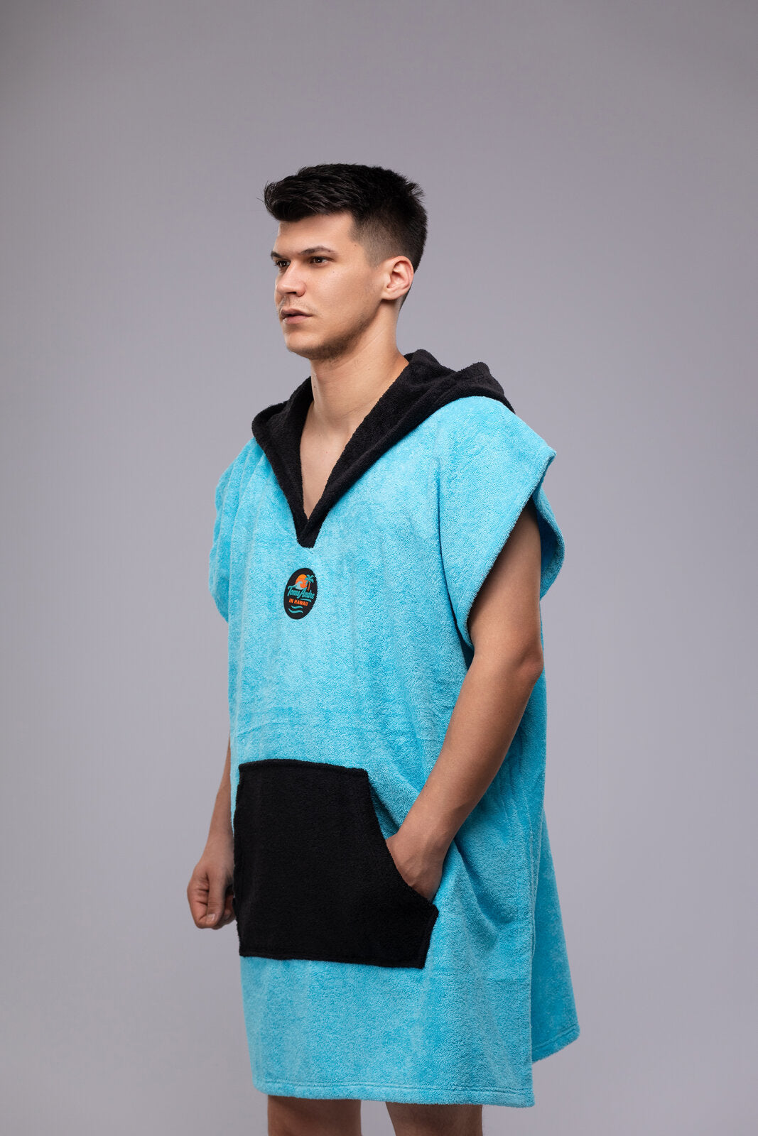 Toms Andre poncho-towel for men in Turquoise/Black