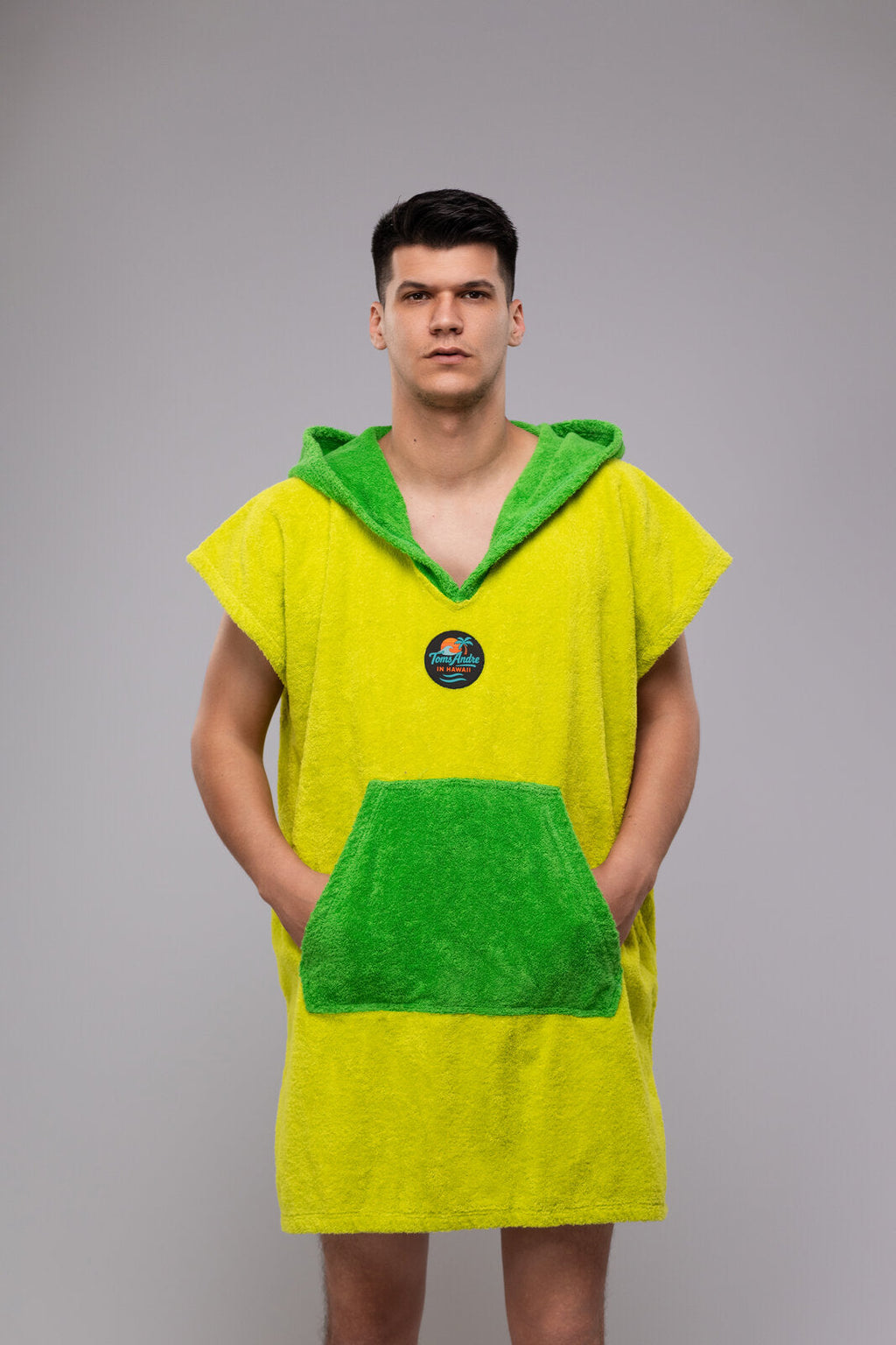 Toms Andre poncho-towel for men in Yellow/Lime Green