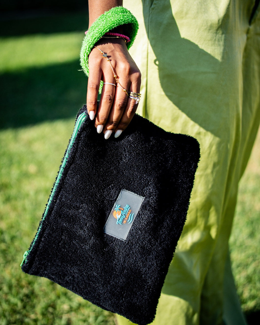 Toms Andre Terry Pouch Purse — Black/Green