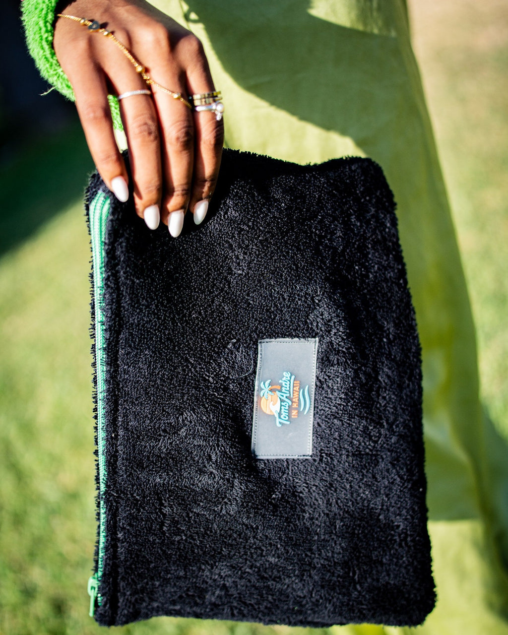 Toms Andre Terry Pouch Purse — Black/Green