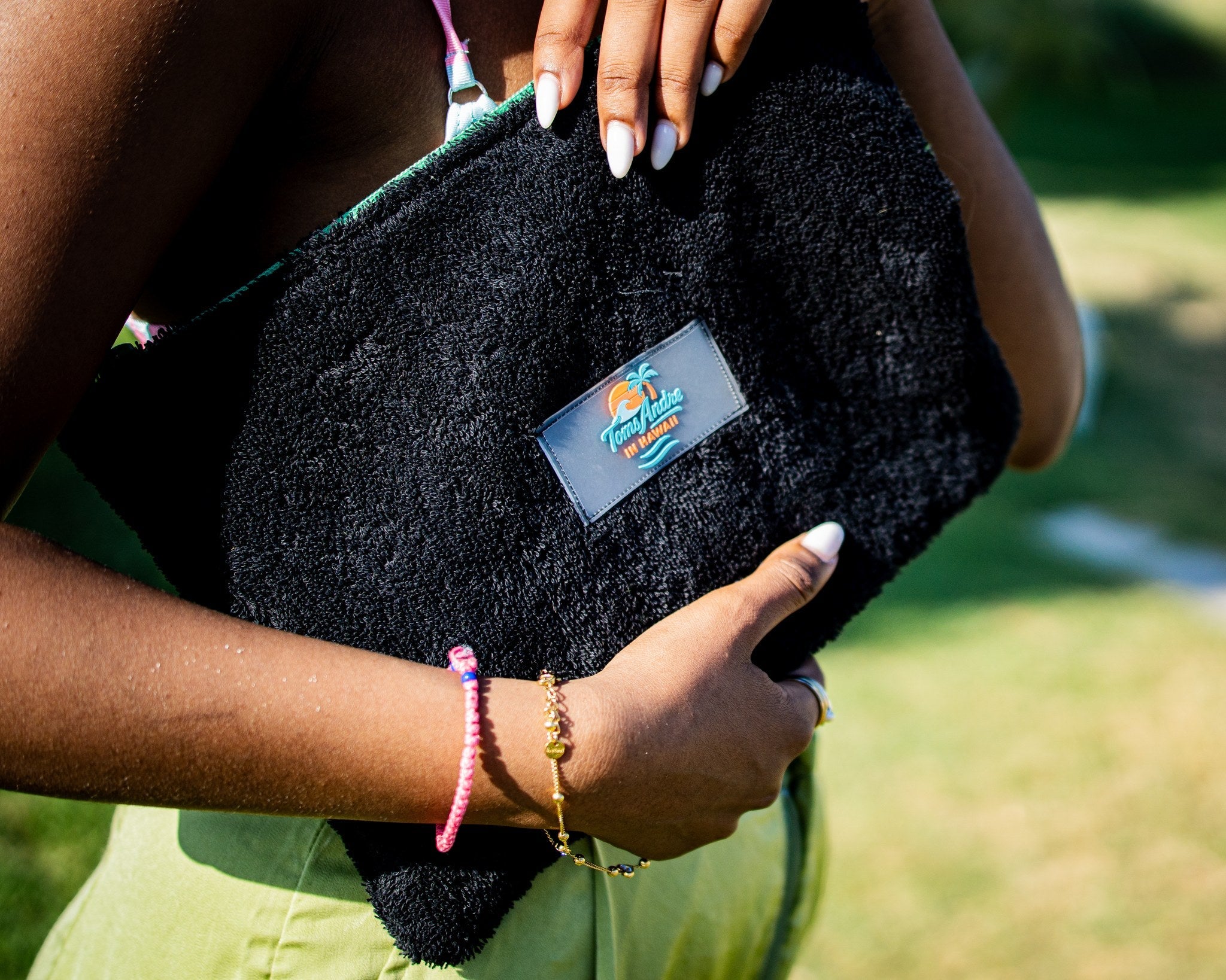 Toms Andre Terry Pouch Purse — Black/Green