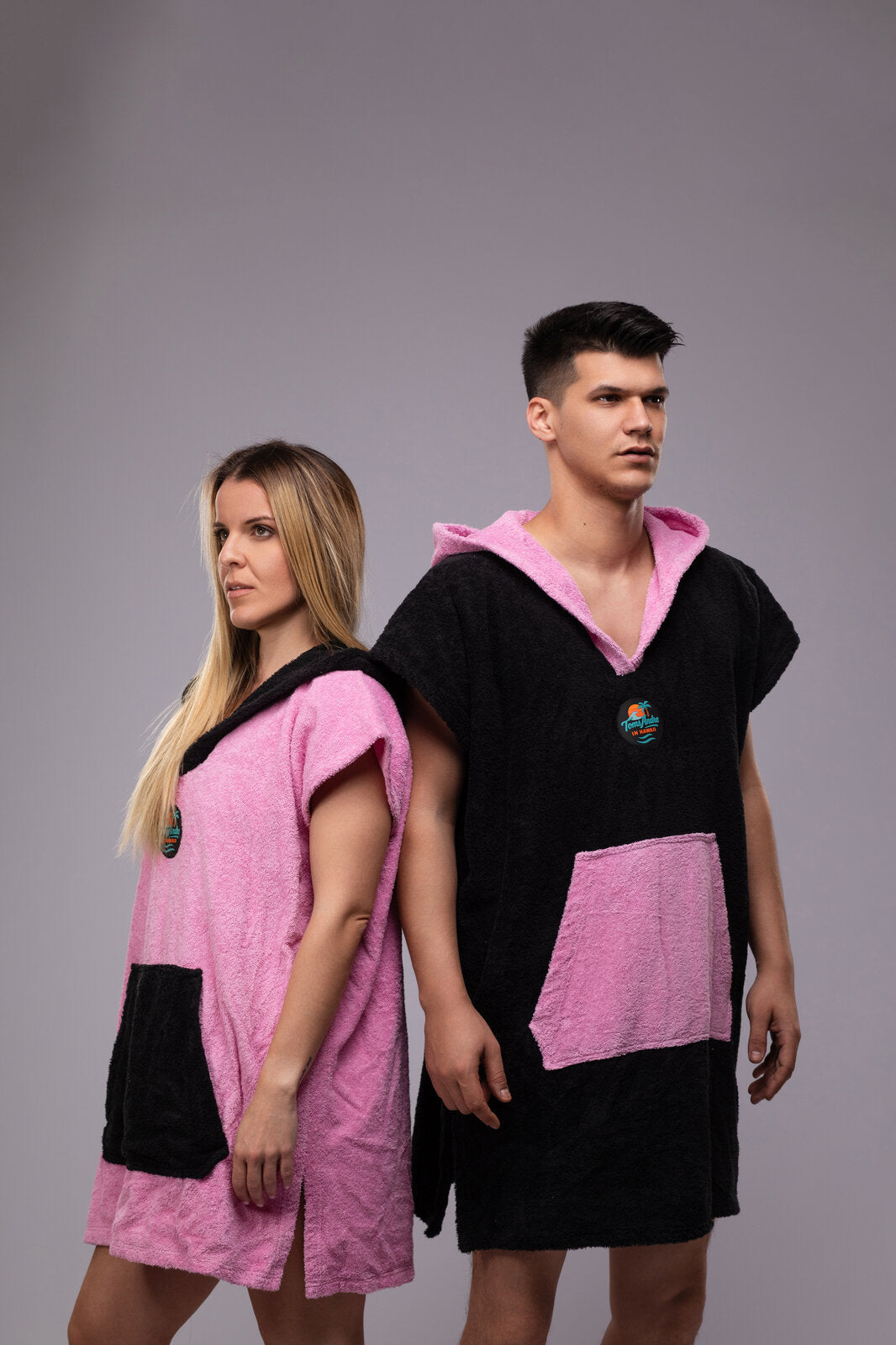 Toms Andre Matchy-Matchy Poncho-Towel Set — Black/Pink & Pink
