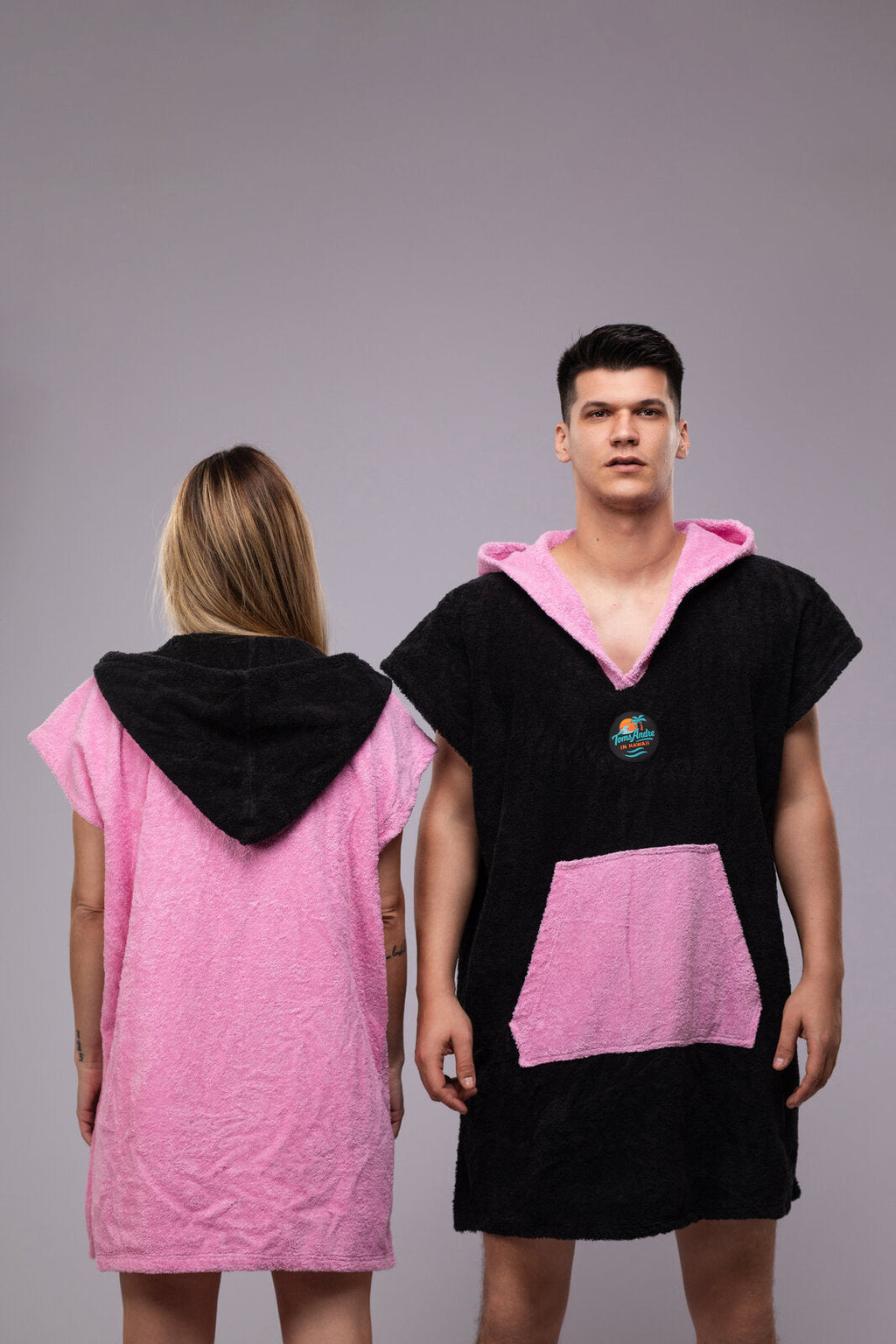 Toms Andre Matchy-Matchy poncho-towel set Black/Pink & Pink/Black