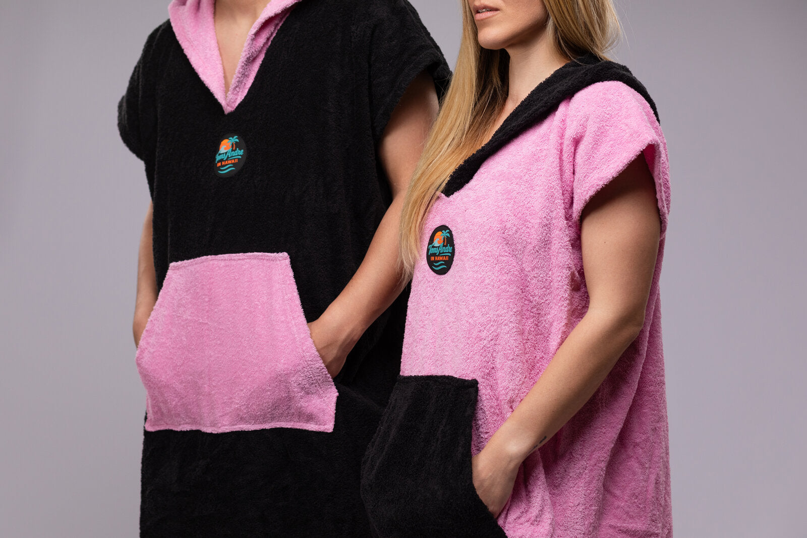 Toms Andre Matchy-Matchy poncho-towel set Black/Pink & Pink/Black