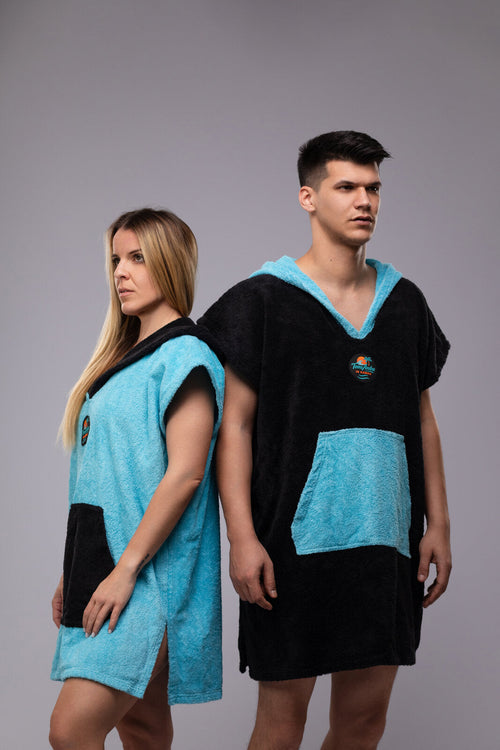 Toms Andre Matchy-Matchy poncho-towel set Black/Turquoise & Turquoise/Black