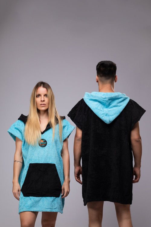 Toms Andre Matchy-Matchy poncho-towel set Black/Turquoise & Turquoise/Black
