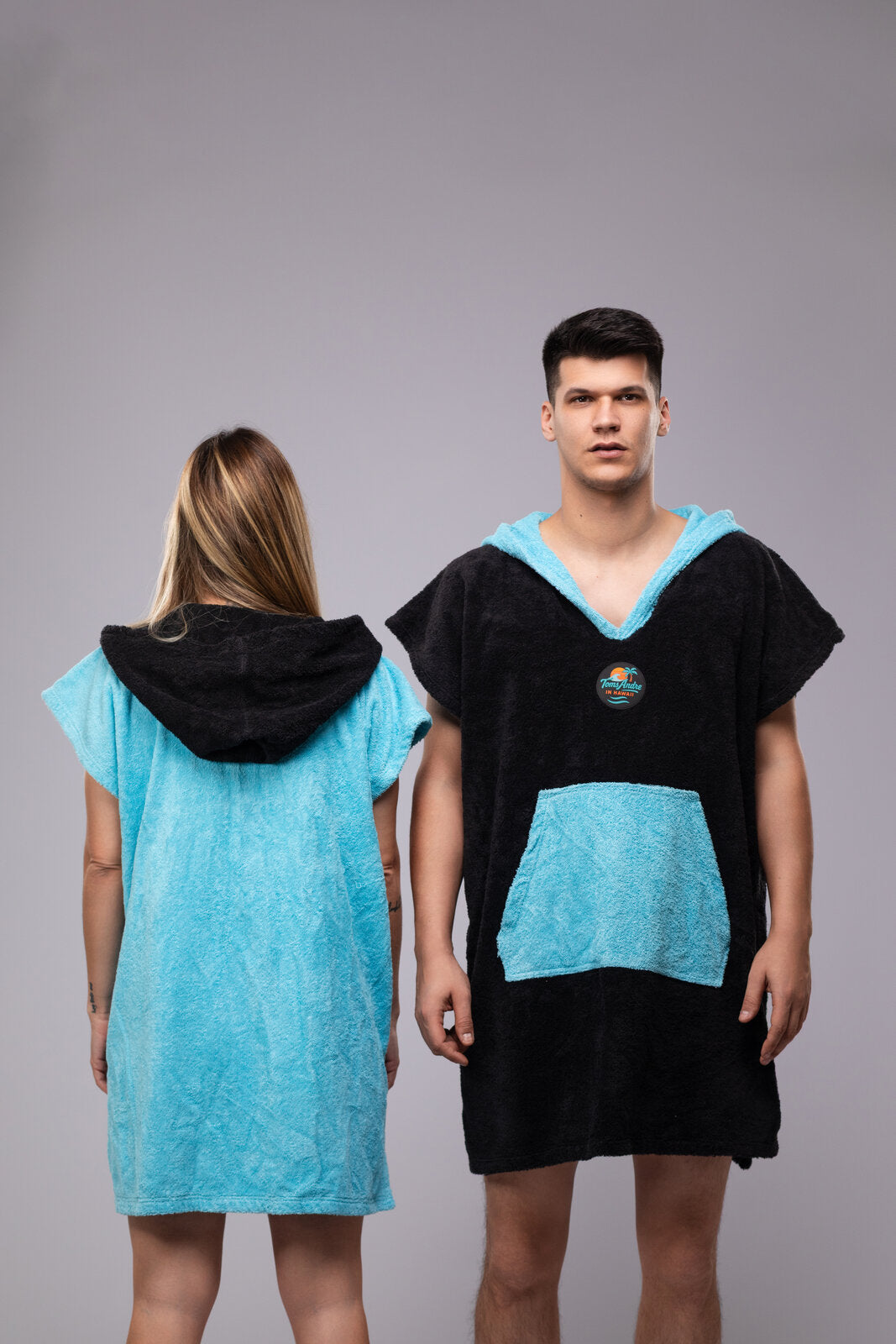 Toms Andre Matchy-Matchy poncho-towel set Black/Turquoise & Turquoise/Black