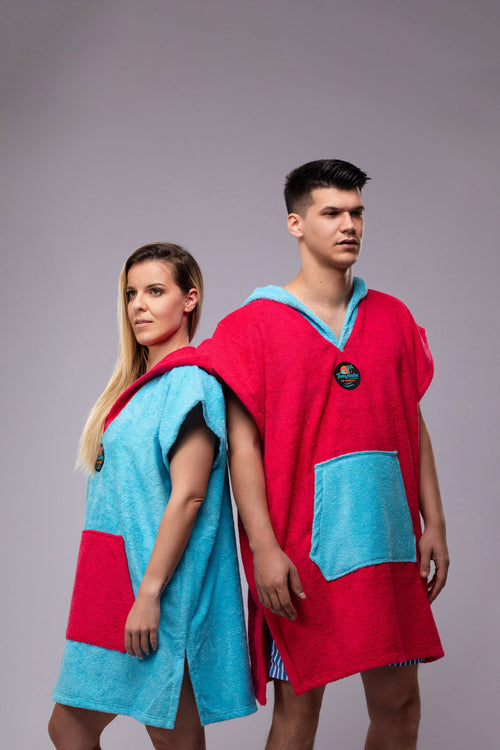 Toms Andre Matchy-Matchy poncho-towel set Fuchsia/Turquoise & Turquoise/Fuchsia