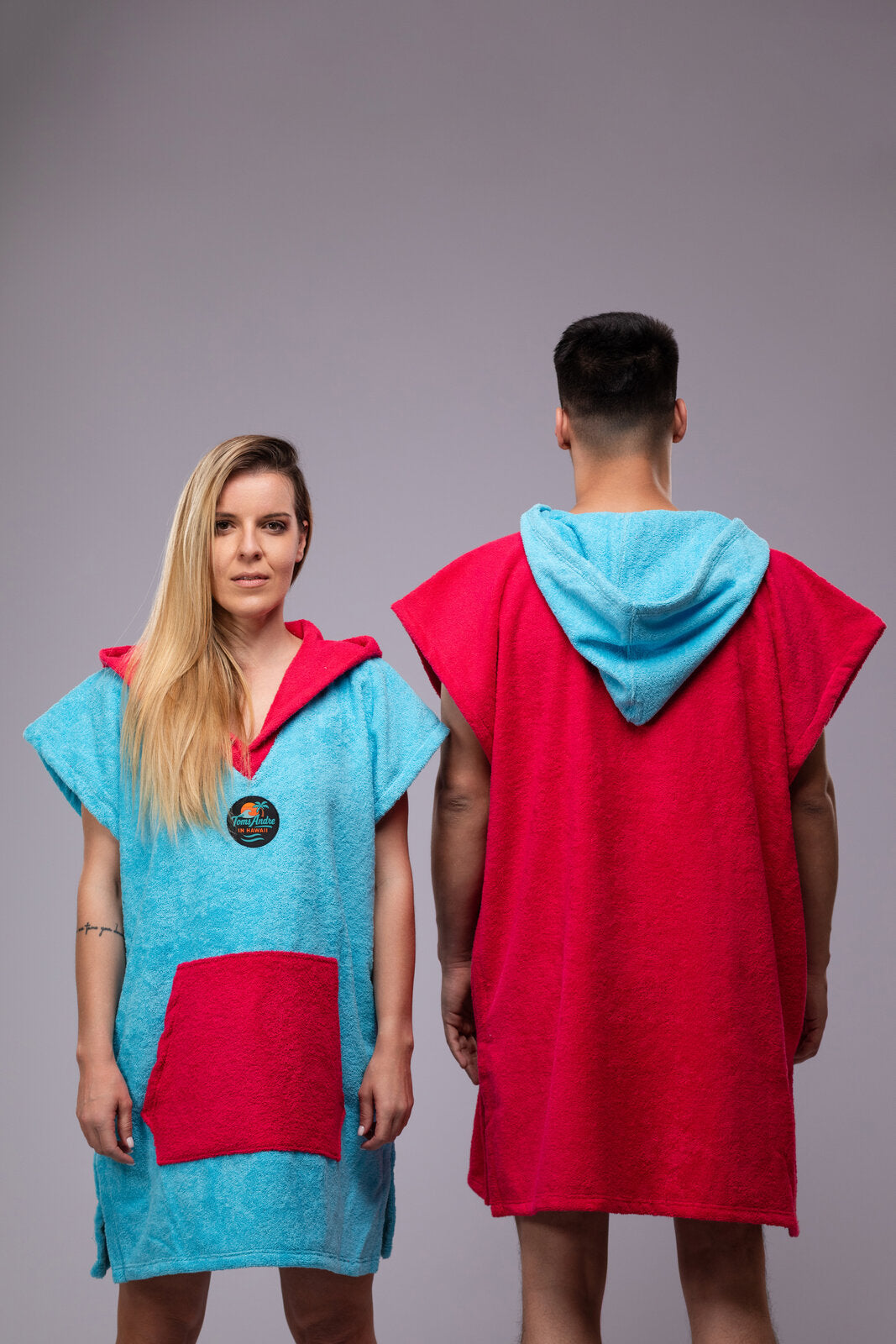 Toms Andre Matchy-Matchy poncho-towel set Fuchsia/Turquoise & Turquoise/Fuchsia