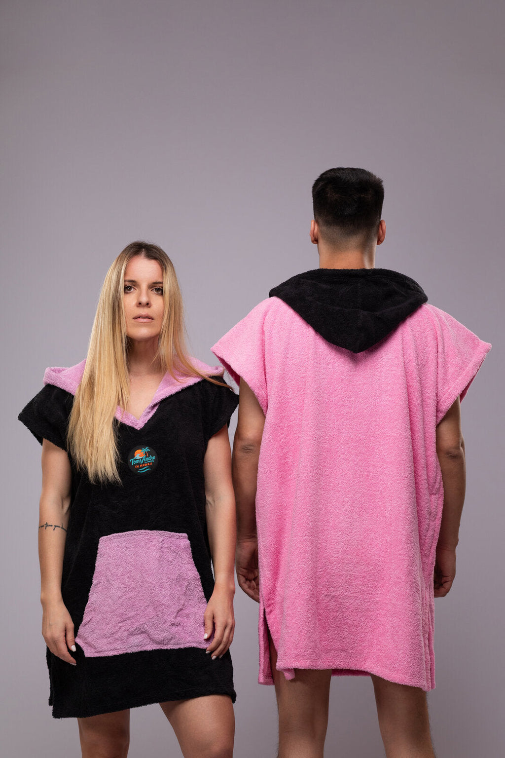 Toms Andre Matchy-Matchy poncho-towel set Pink/Black & Black/Pink