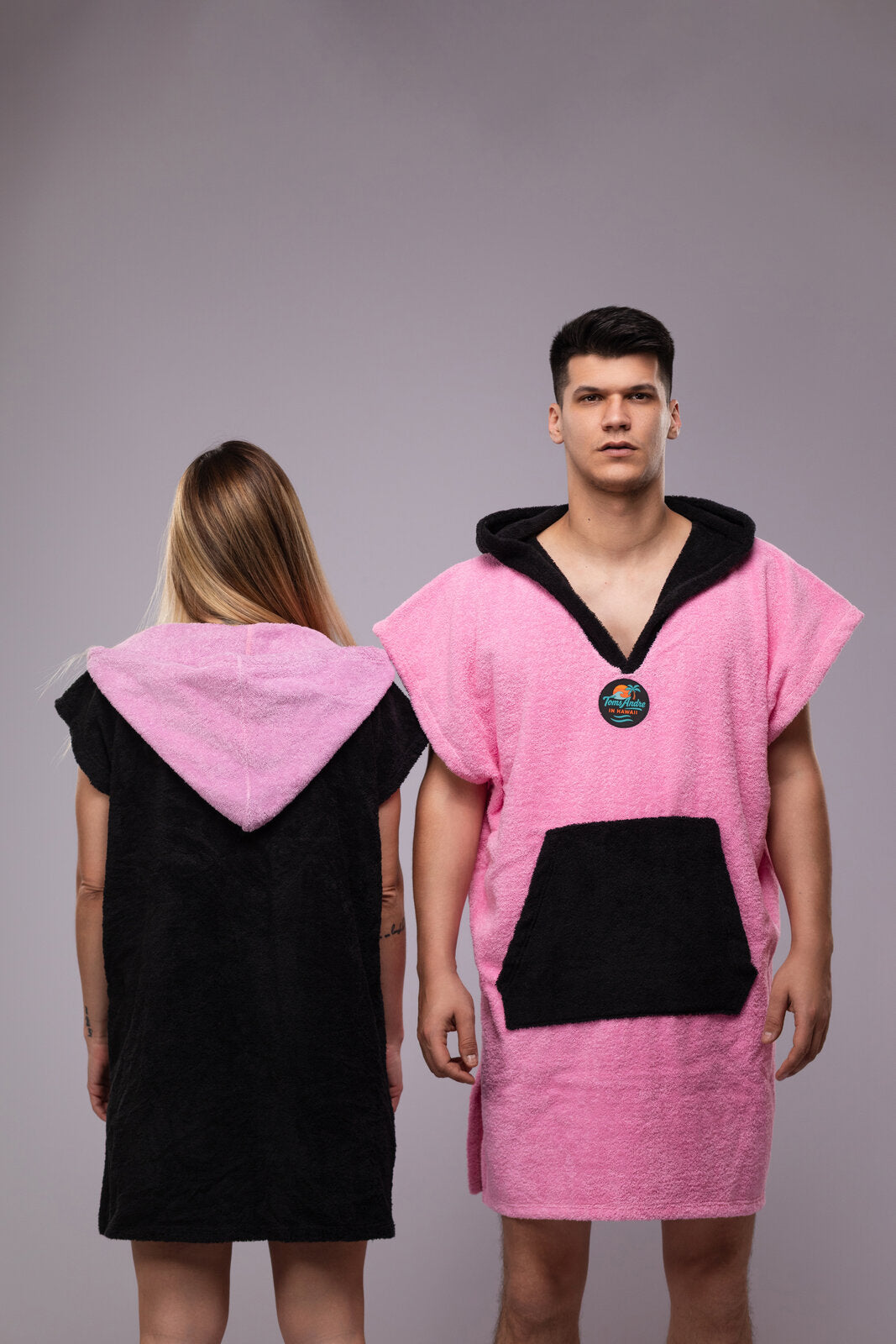 Toms Andre Matchy-Matchy poncho-towel set Pink/Black & Black/Pink