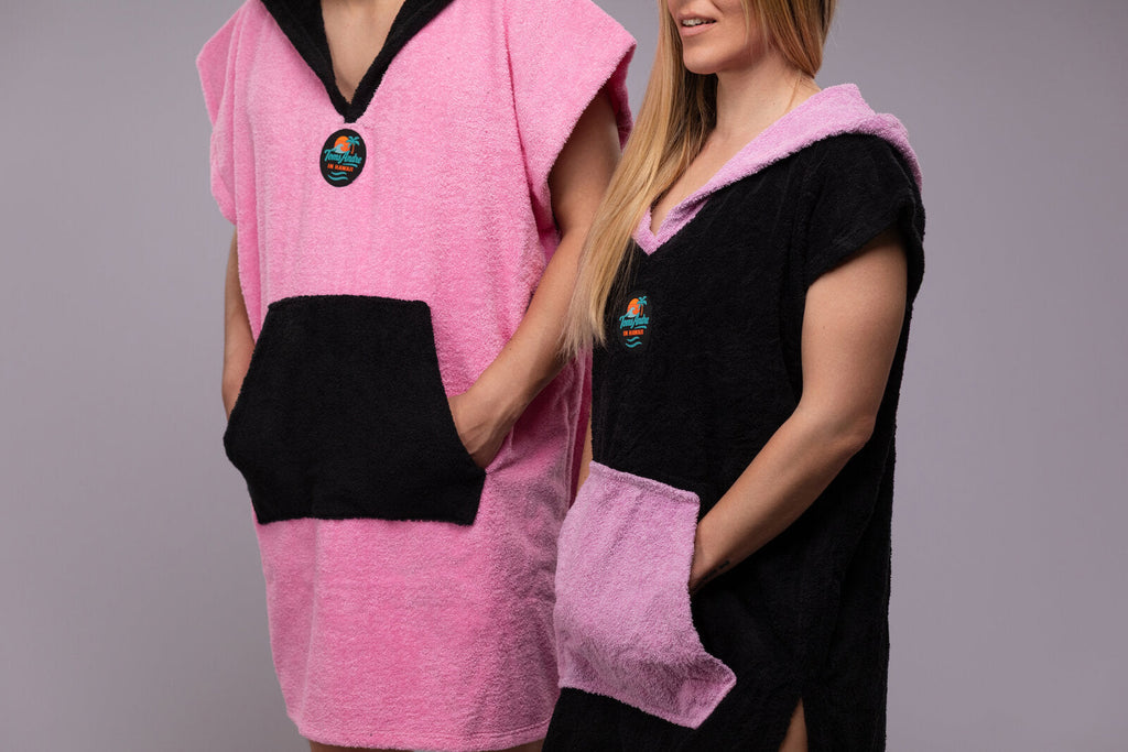 Toms Andre Matchy-Matchy poncho-towel set Pink/Black & Black/Pink