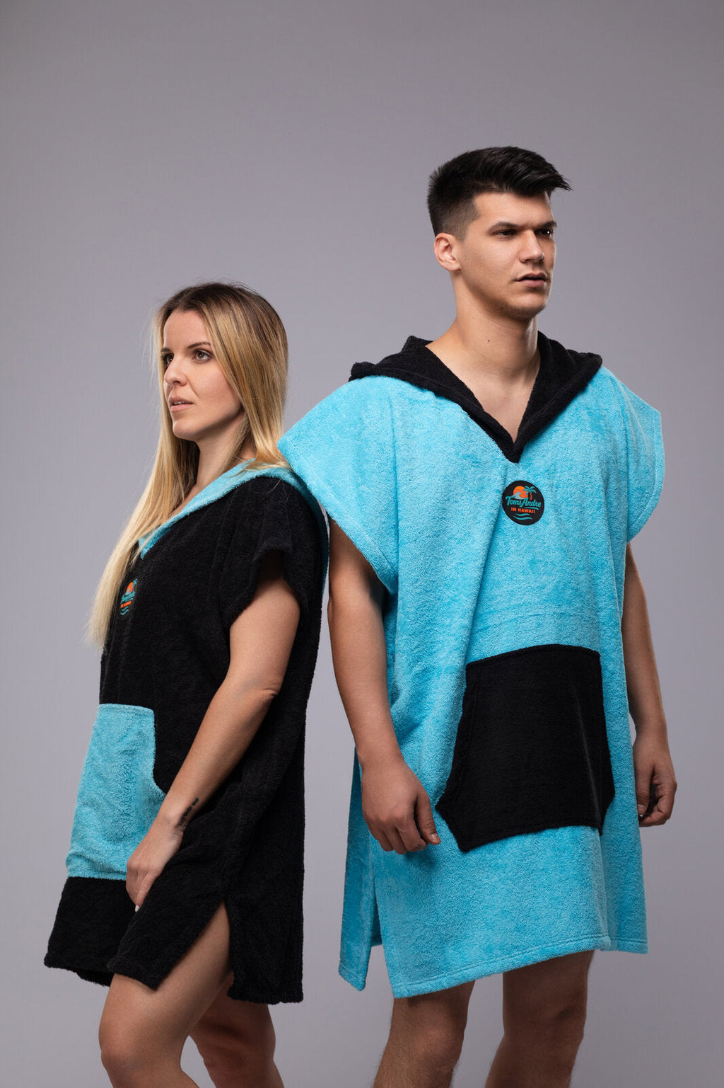 Toms Andre Matchy-Matchy poncho-towel set Turquoise/Black & Black/Turquoise