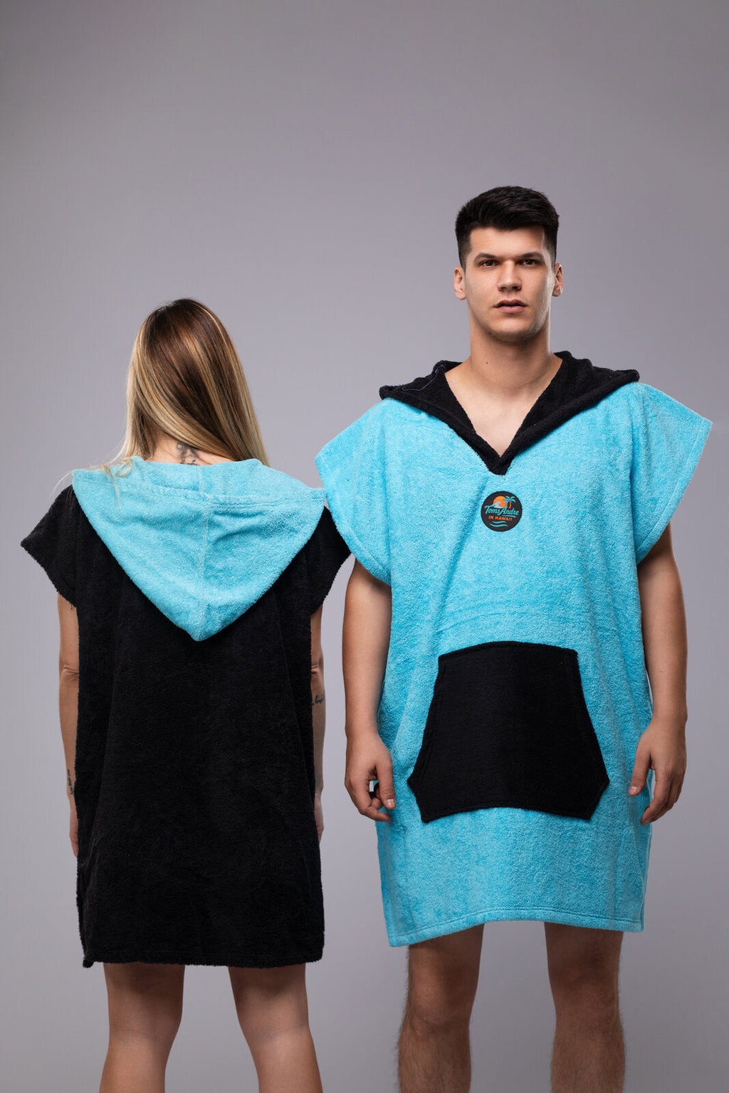Toms Andre Matchy-Matchy poncho-towel set Turquoise/Black & Black/Turquoise