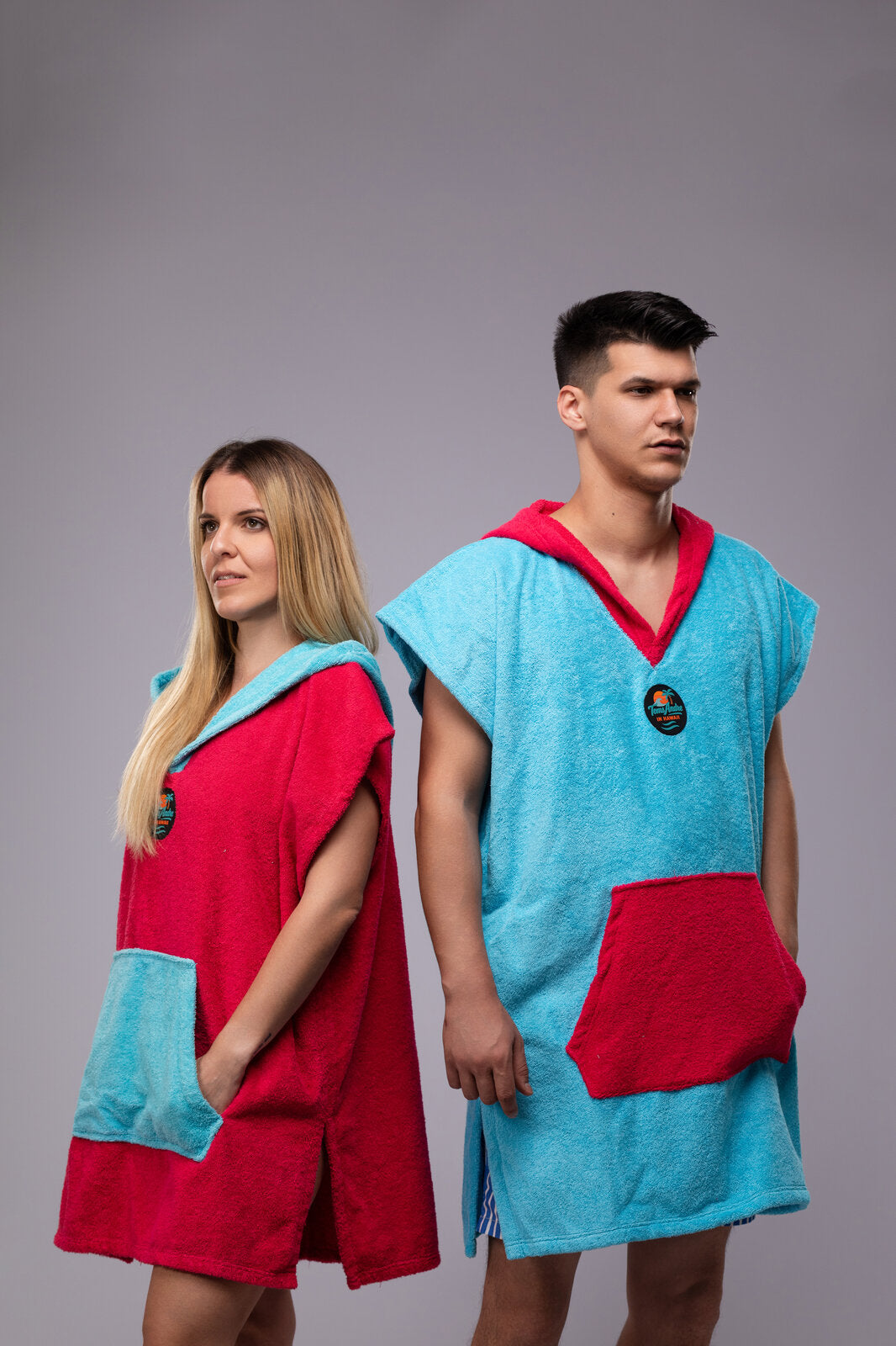 Toms Andre Matchy-Matchy poncho-towel set Turquoise/Fuchsia & Fuchsia/Turquoise