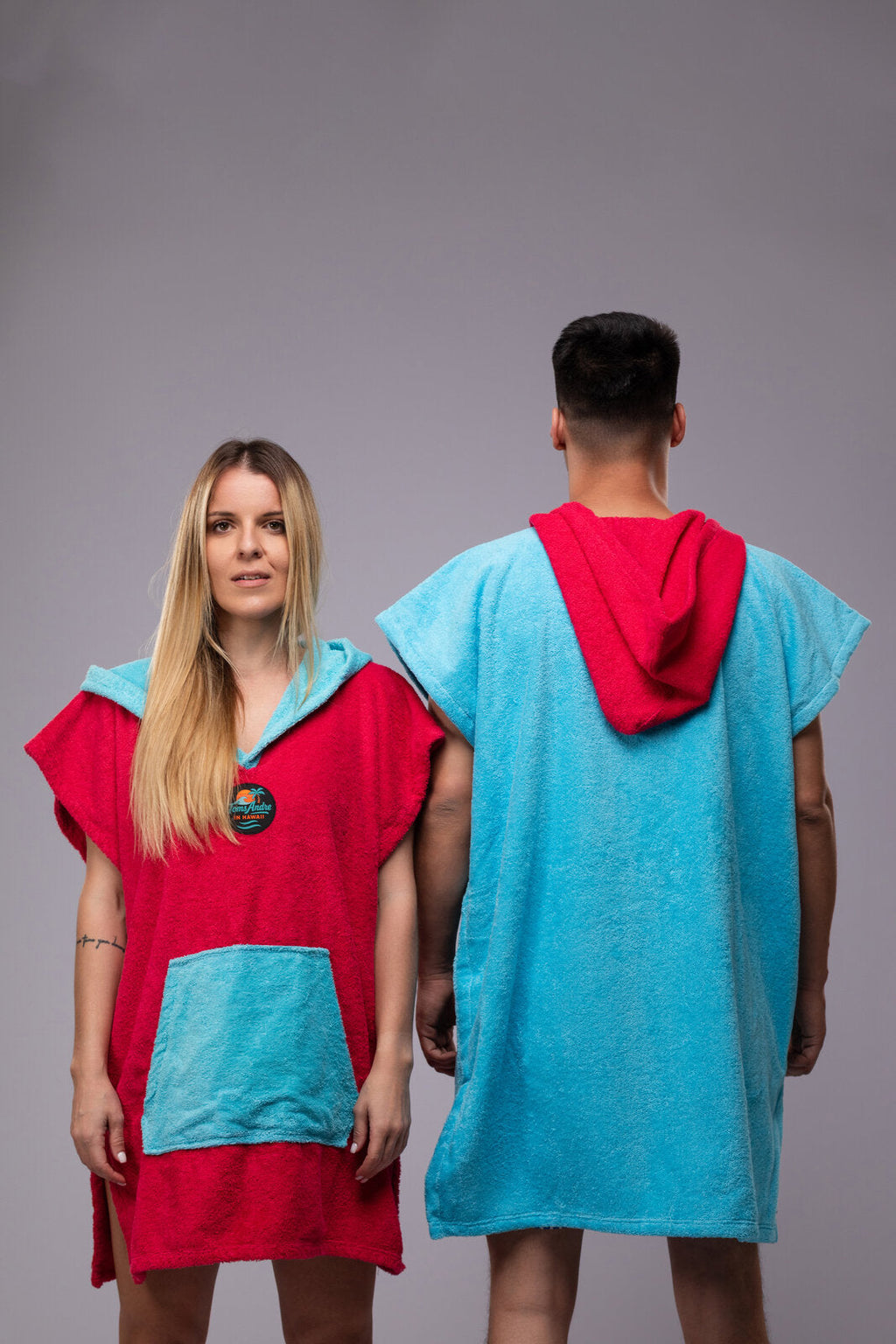 Toms Andre Matchy-Matchy poncho-towel set Turquoise/Fuchsia & Fuchsia/Turquoise