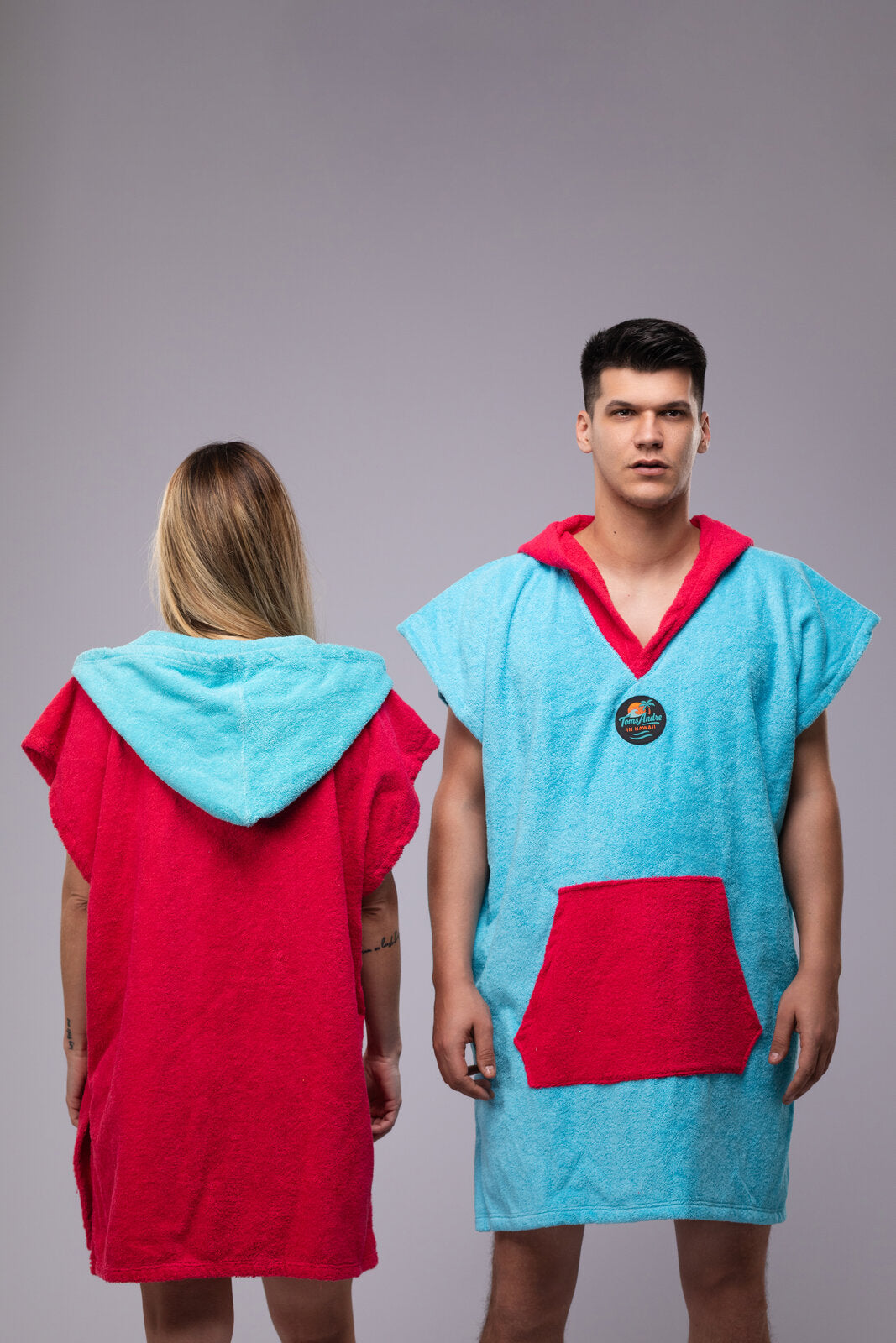 Toms Andre Matchy-Matchy poncho-towel set Turquoise/Fuchsia & Fuchsia/Turquoise