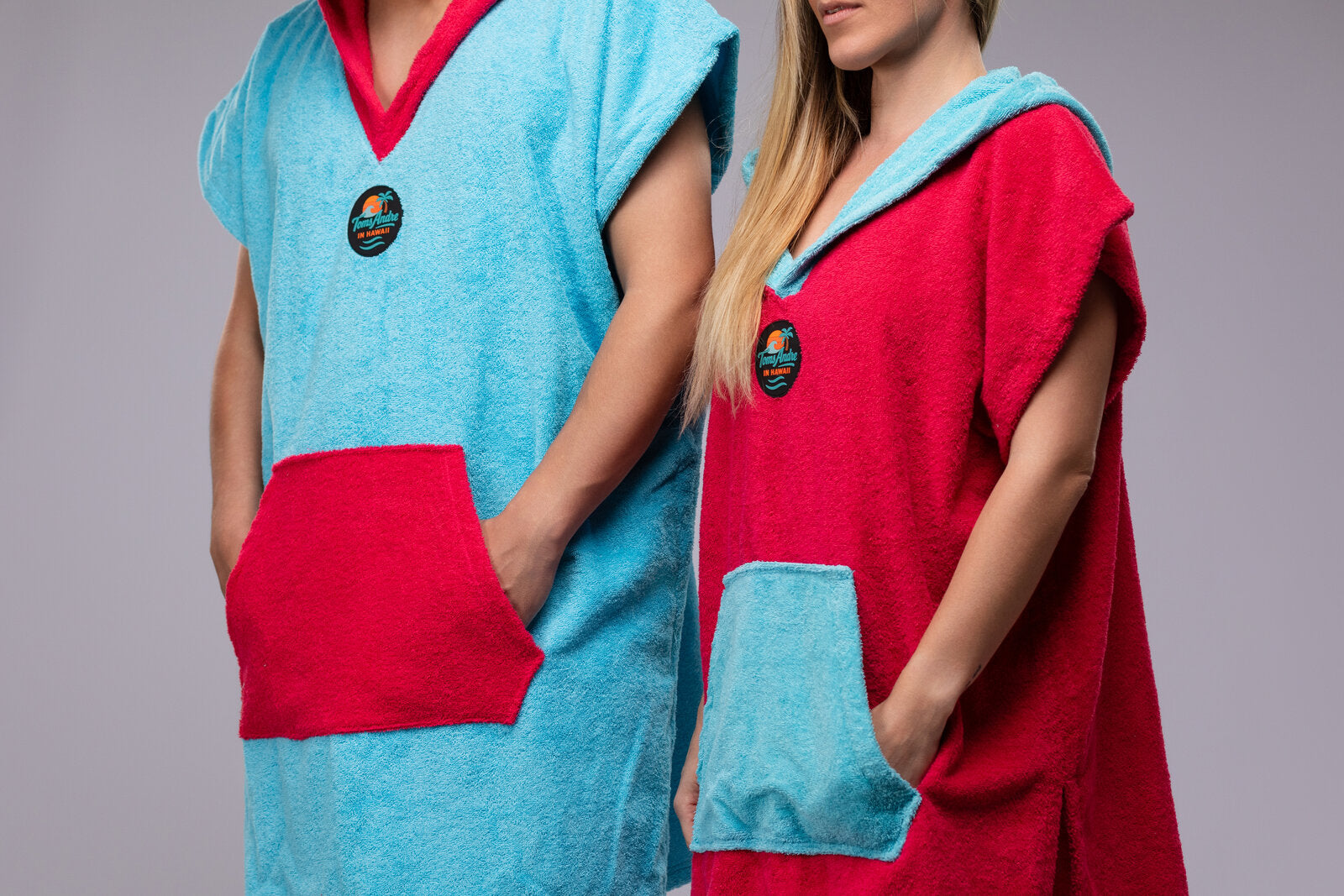 Toms Andre Matchy-Matchy poncho-towel set Turquoise/Fuchsia & Fuchsia/Turquoise
