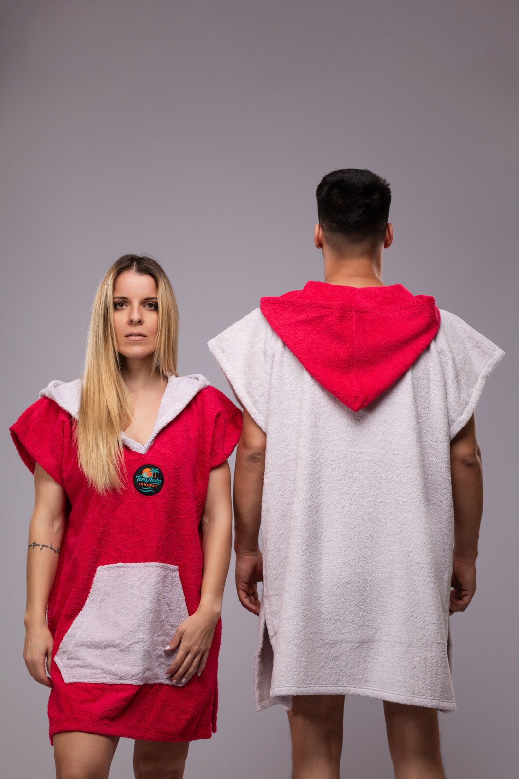 Toms Andre Matchy-Matchy poncho-towel set White/Fuchsia & Fuchsia/White