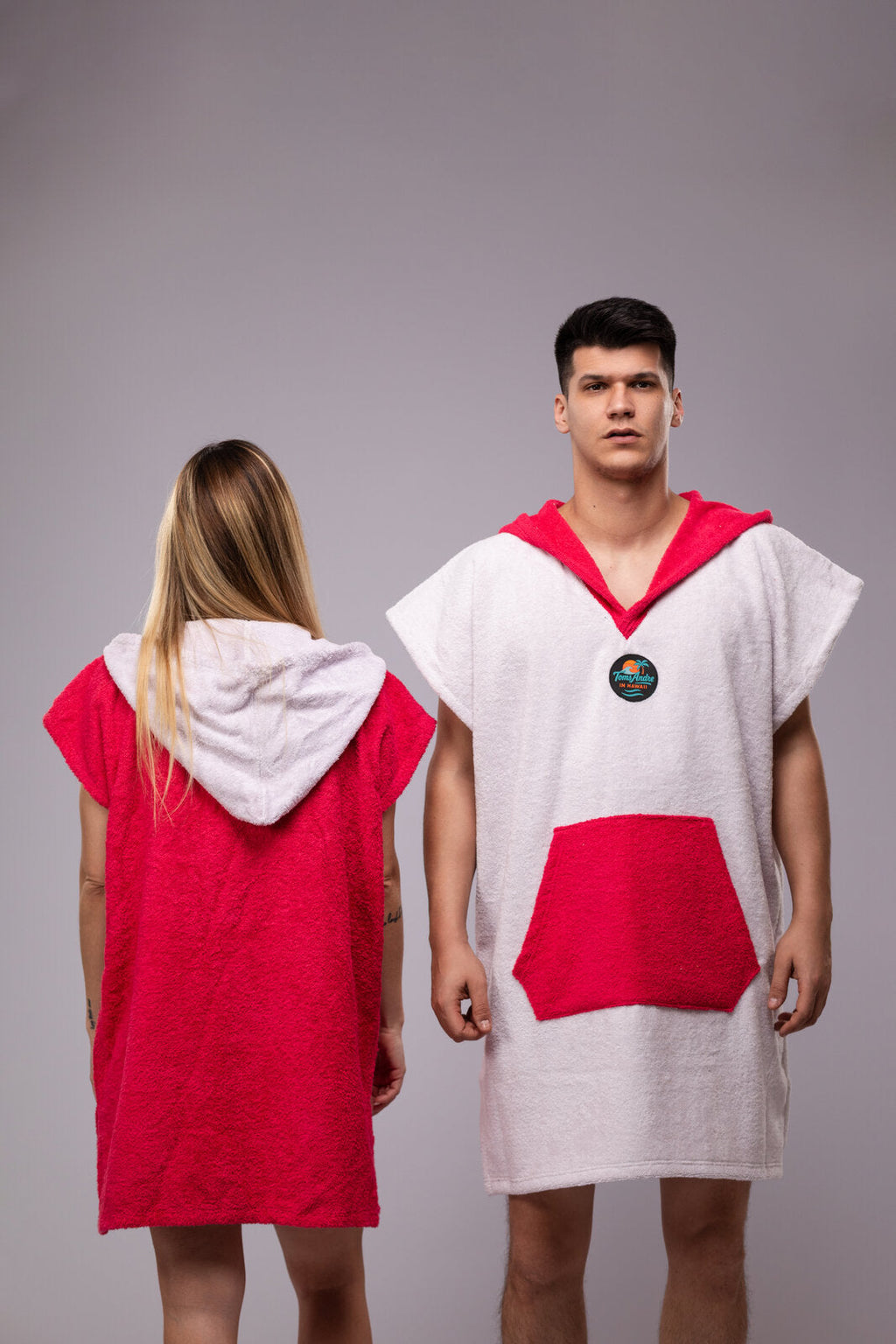 Toms Andre Matchy-Matchy poncho-towel set White/Fuchsia & Fuchsia/White