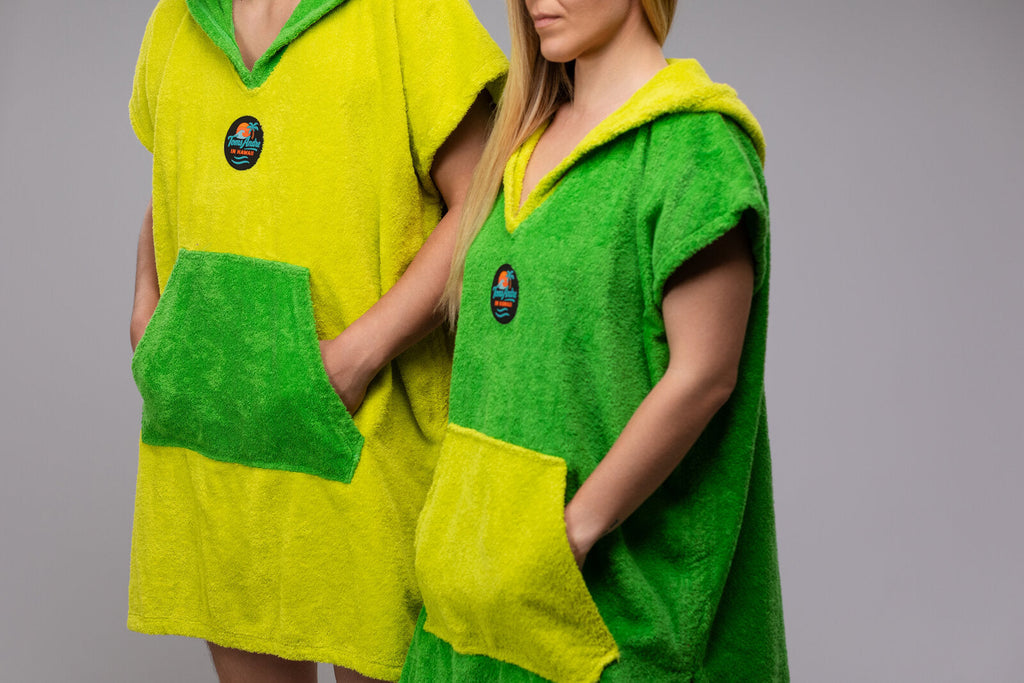Toms Andre Matchy-Matchy poncho-towel set Yellow/Lime Green & Lime Green/Yellow