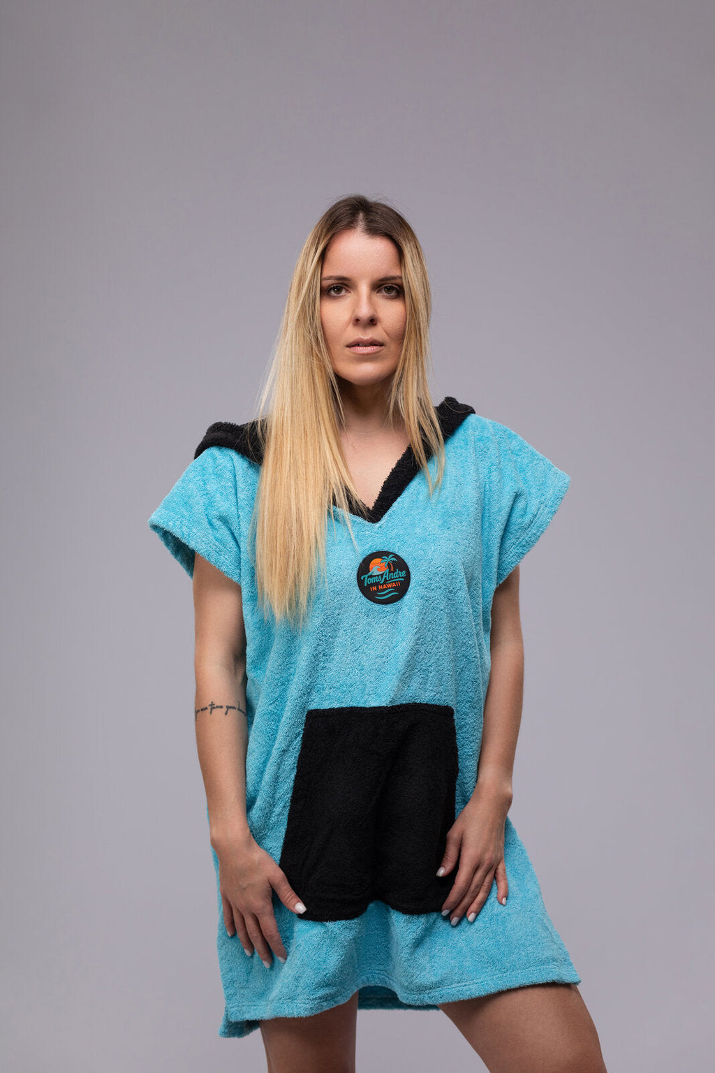 Toms Andre poncho-towel for women in Turquoise/Black